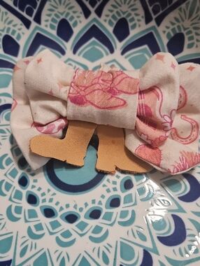Hand Crafted Genuine Leather Boots Pink Floral Bow Tie Pet Collar Accent NEW